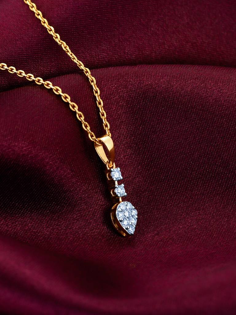 Giva 14K Yellow Gold Sparkling Raindrop Diamond Pendant Without Chain : GDLPD082