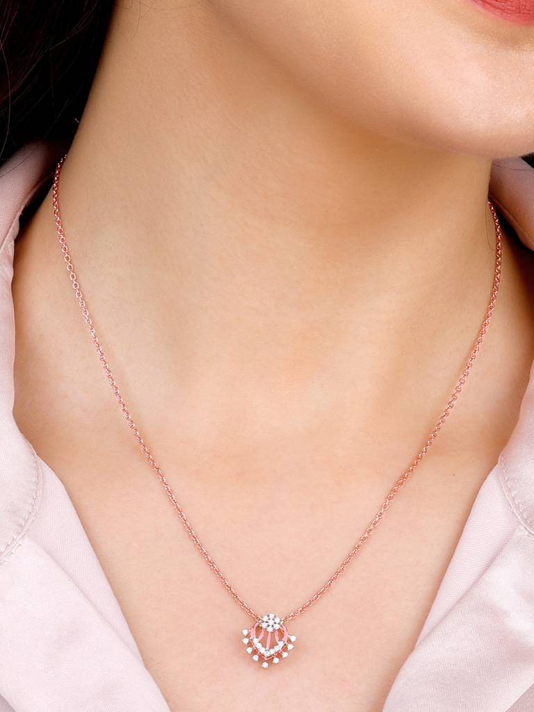 Giva 18K Rose Gold Divine Delight Diamond Pendant  Without Chain : GDLPD092