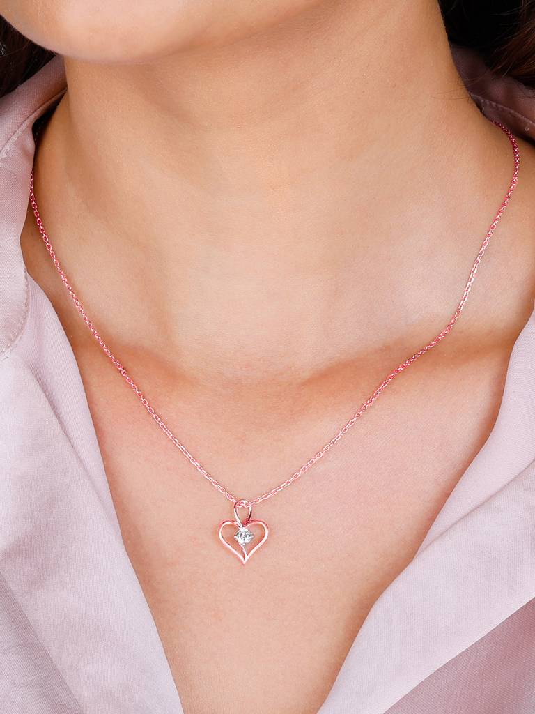 Giva 18K Rose Gold Beating Heart Diamond Pendant Without Chain : GDLPD094