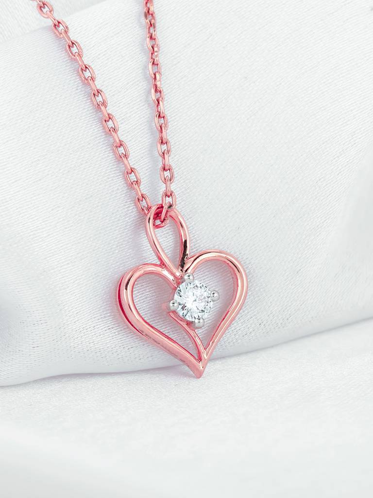 Giva 18K Rose Gold Beating Heart Diamond Pendant Without Chain : GDLPD094