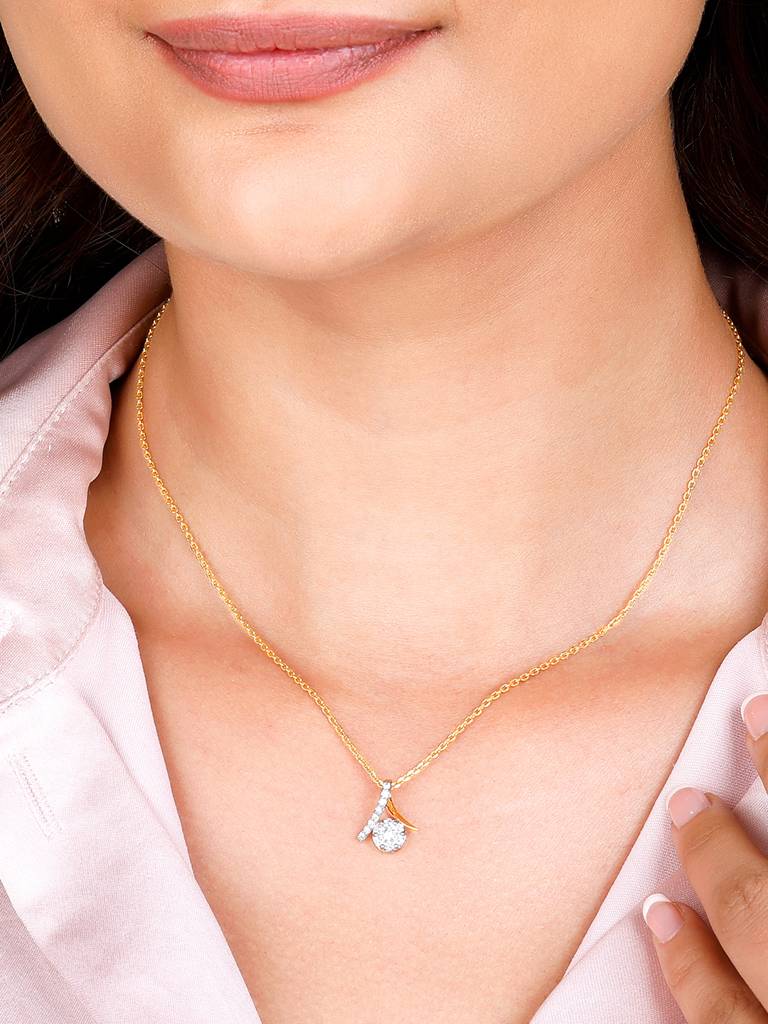 Giva 18K Yellow Gold Tantalising Twist Diamond Pendant Without Chain : GDLPD097