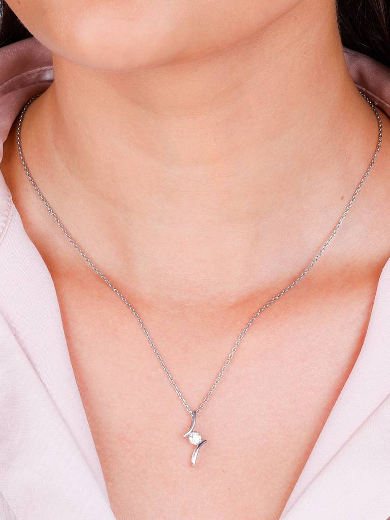Giva 18K White Gold Radiant Gaze Diamond Pendant Without Chain : GDLPD099