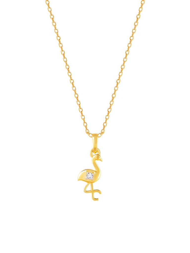 Giva 14K Yellow Gold Fun Flamingo Diamond Pendant Without Chain Gifts For Women & Girls : GDLPD09