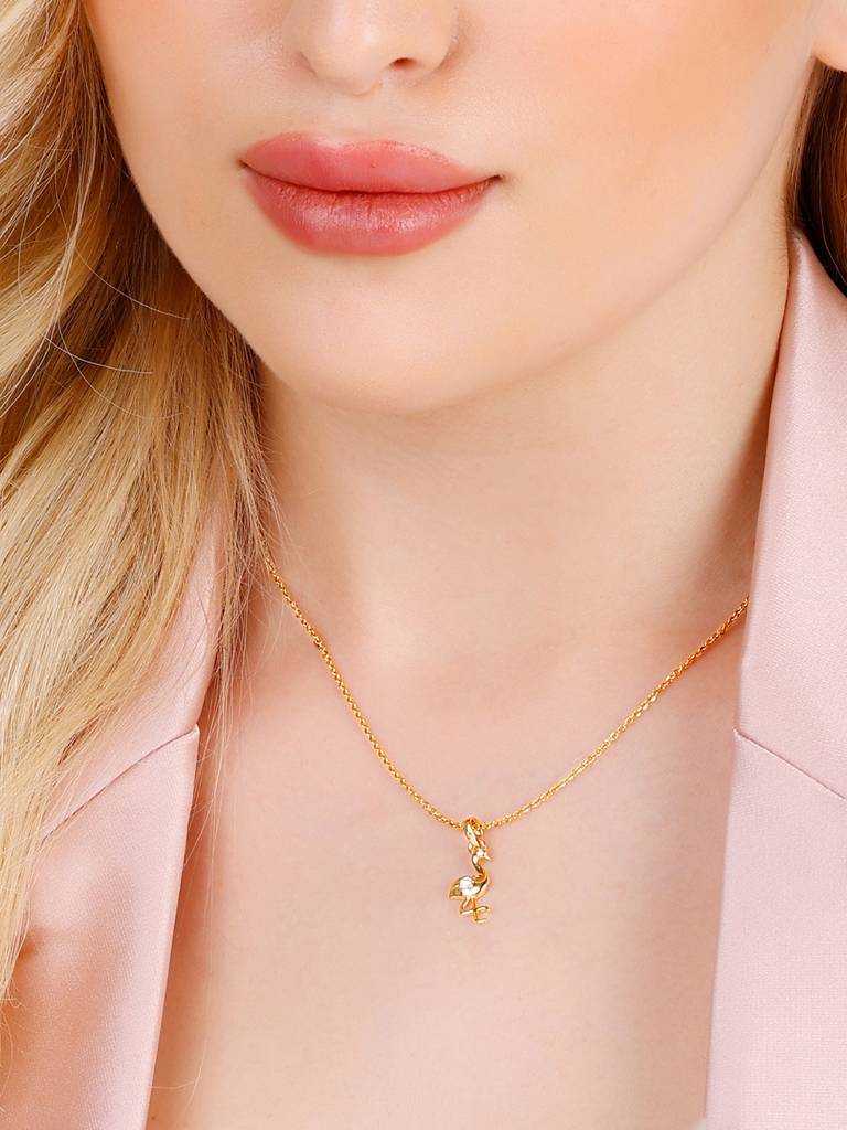 Giva 14K Yellow Gold Fun Flamingo Diamond Pendant Without Chain Gifts For Women & Girls : GDLPD09