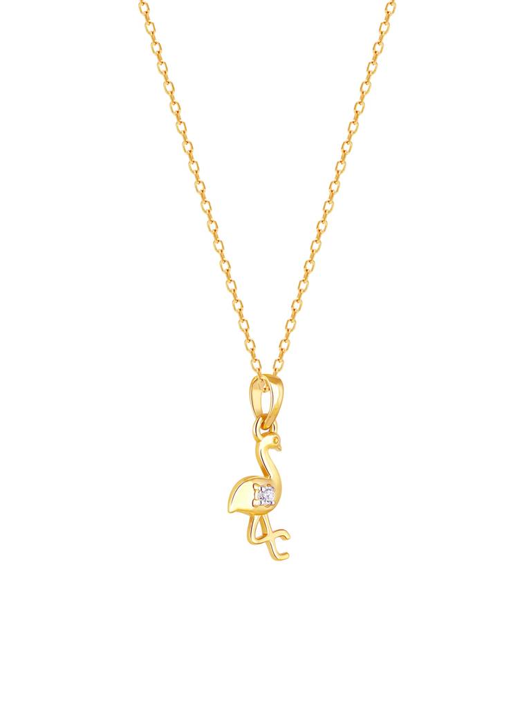 Giva 14K Yellow Gold Fun Flamingo Diamond Pendant Without Chain Gifts For Women & Girls : GDLPD09