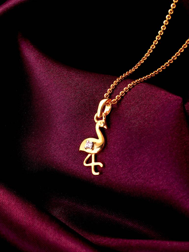 Giva 14K Yellow Gold Fun Flamingo Diamond Pendant Without Chain Gifts For Women & Girls : GDLPD09