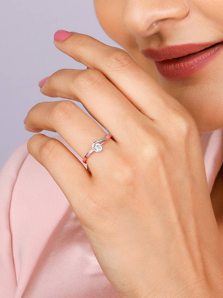 Giva 18K Rose Gold And White Gold Cluster Diamond Ring  Gifts For Women & Girls : GDLR0102