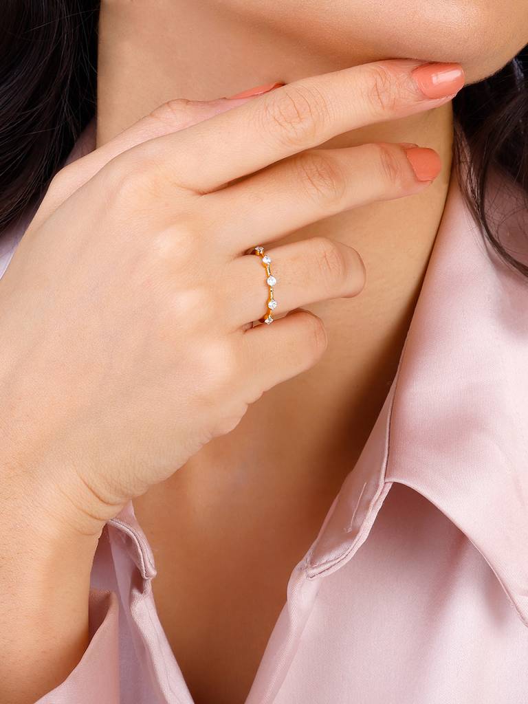 Giva 14K Yellow Gold Celestial Shimmer Diamond Ring : GDLR0105
