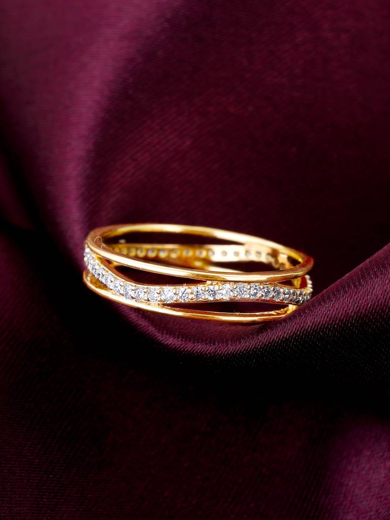 Giva 14K Yellow Gold Wavy Elegance Diamond Ring : GDLR0123