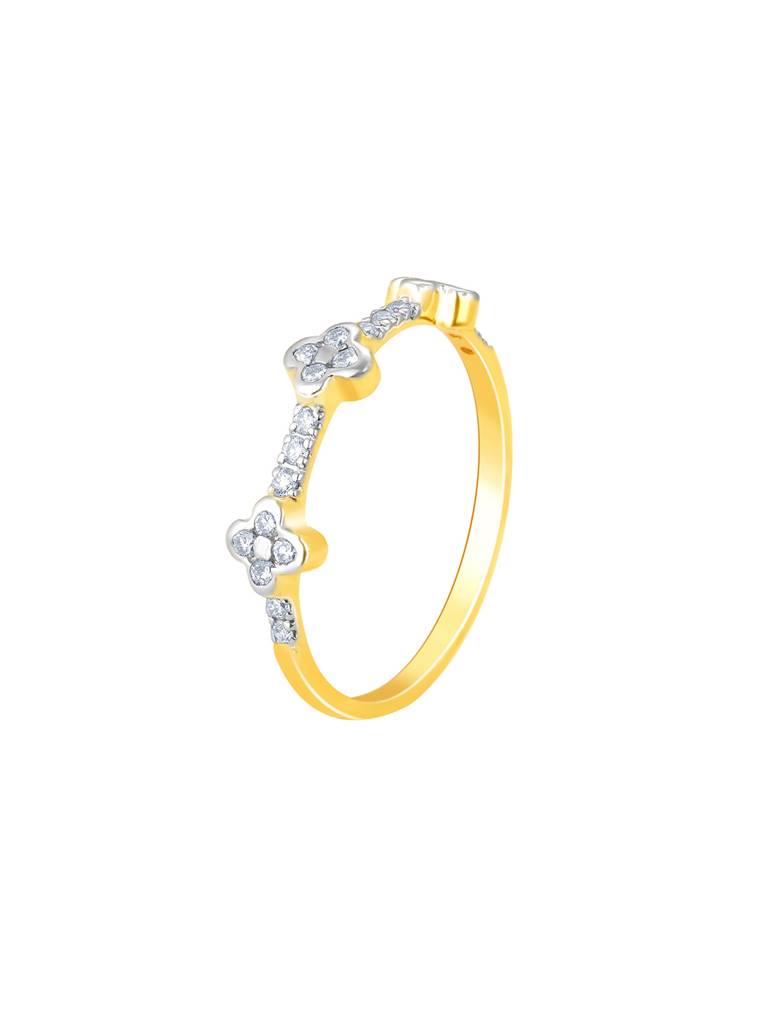 Giva 18K Yellow Gold Tiny Floral Diamond Ring : GDLR0129