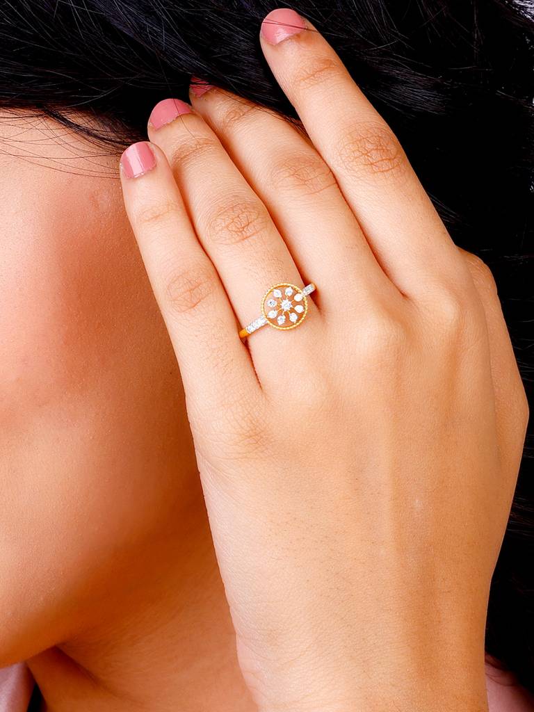 Giva 14K Yellow Gold Blossoming Flower Diamond Ring : GDLR0164