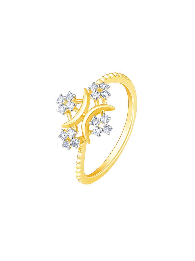 Giva 18K Yellow Gold Delight Floral Diamond Ring : GDLR0170