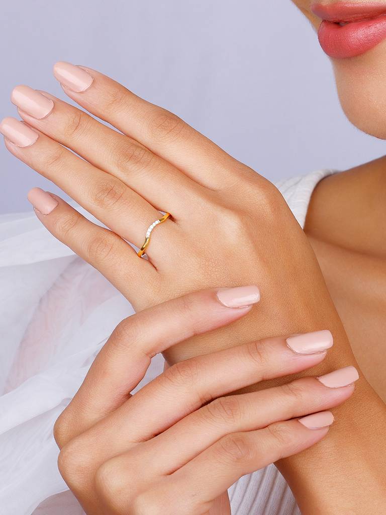 Giva 14K Yellow Gold Wave And Shine Diamond Ring  Gifts For Women & Girls : GDLR0193