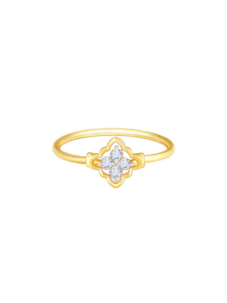 18K Yellow Gold Intricate Flower Diamond Ring : GDLR0217