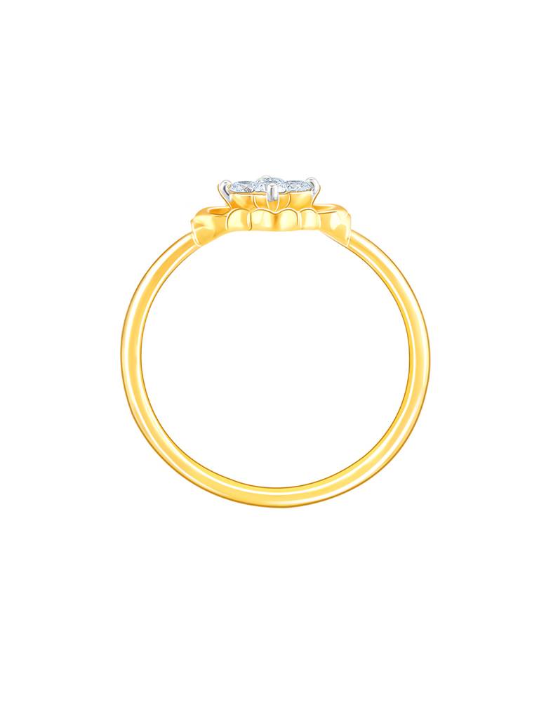 18K Yellow Gold Intricate Flower Diamond Ring : GDLR0217