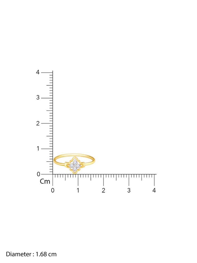18K Yellow Gold Intricate Flower Diamond Ring : GDLR0217