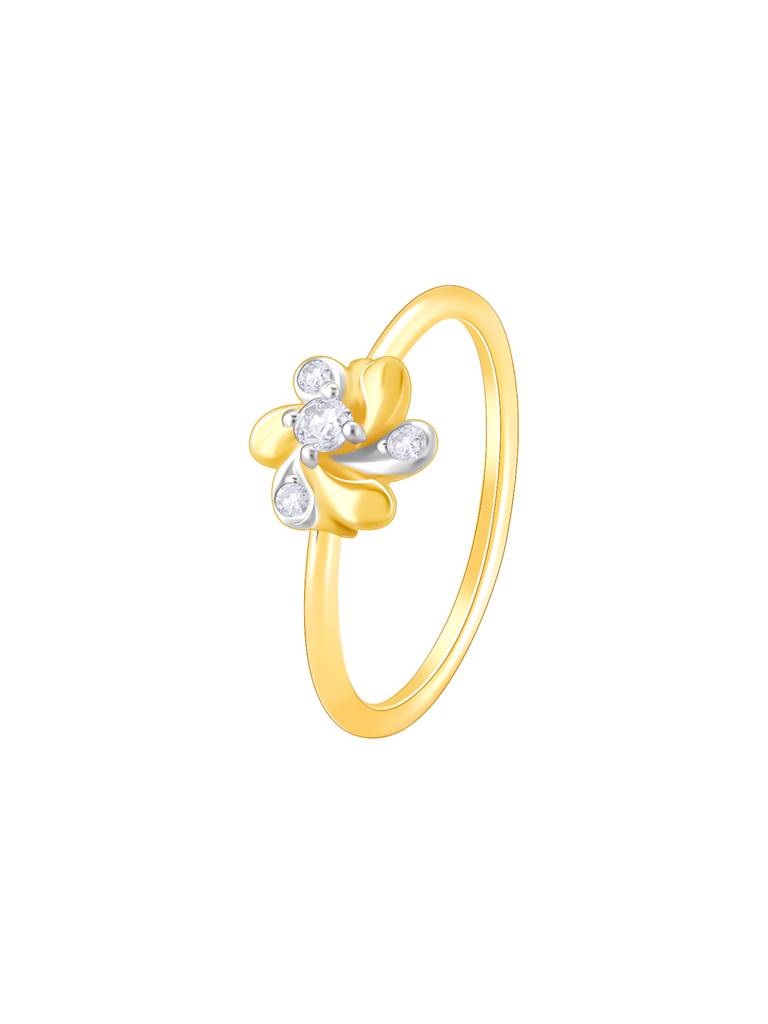 14K Yellow Gold Floral Swirl Diamond Ring : GDLR0218