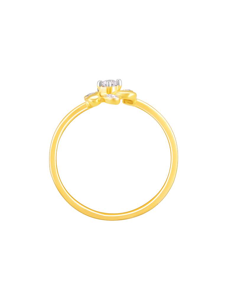 14K Yellow Gold Floral Swirl Diamond Ring : GDLR0218