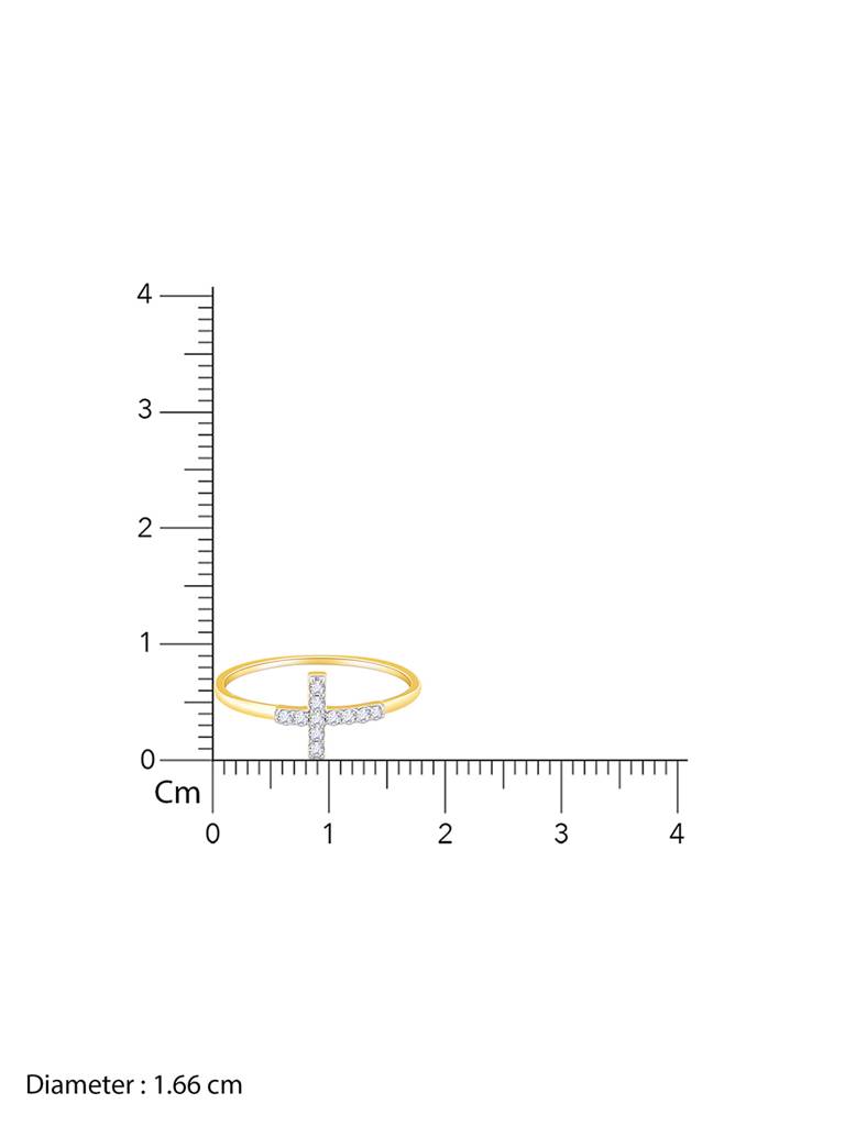 14K Yellow Gold Cross Diamond Ring : GDLR0227
