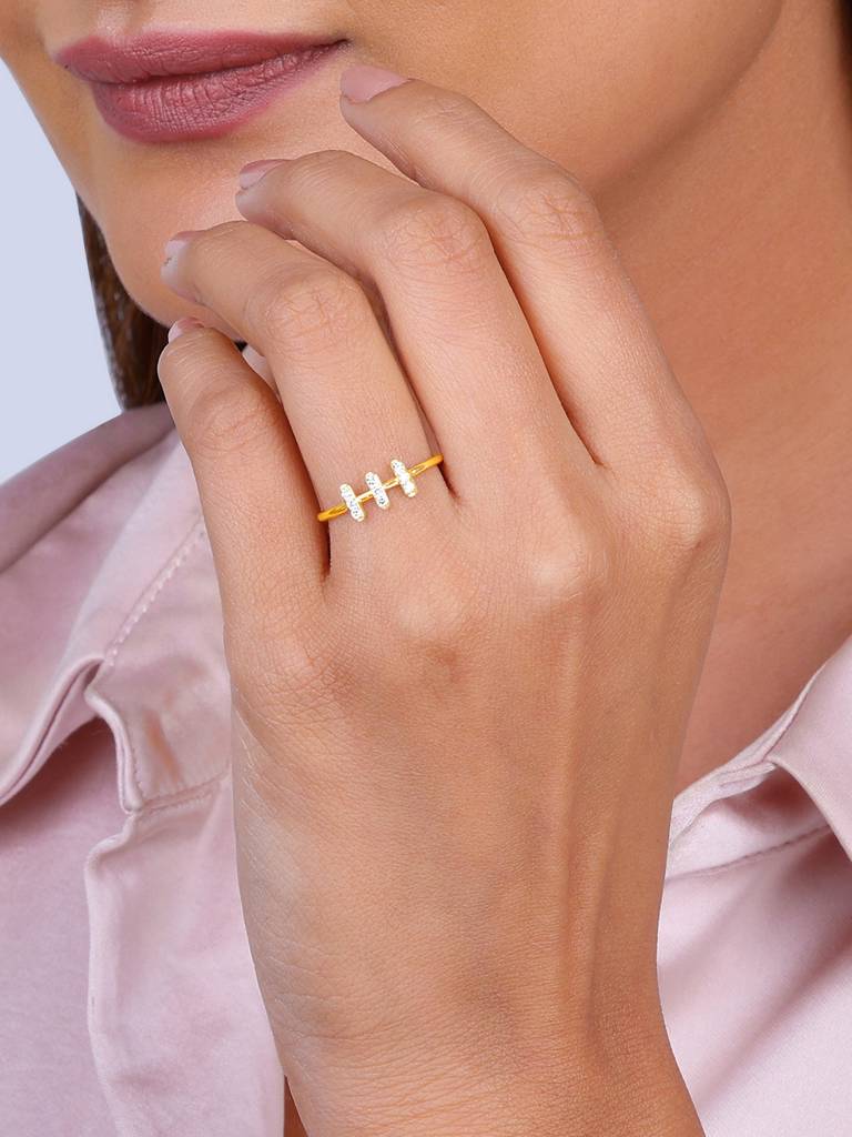 14K Yellow Gold Tribar Diamond Ring : GDLR0228