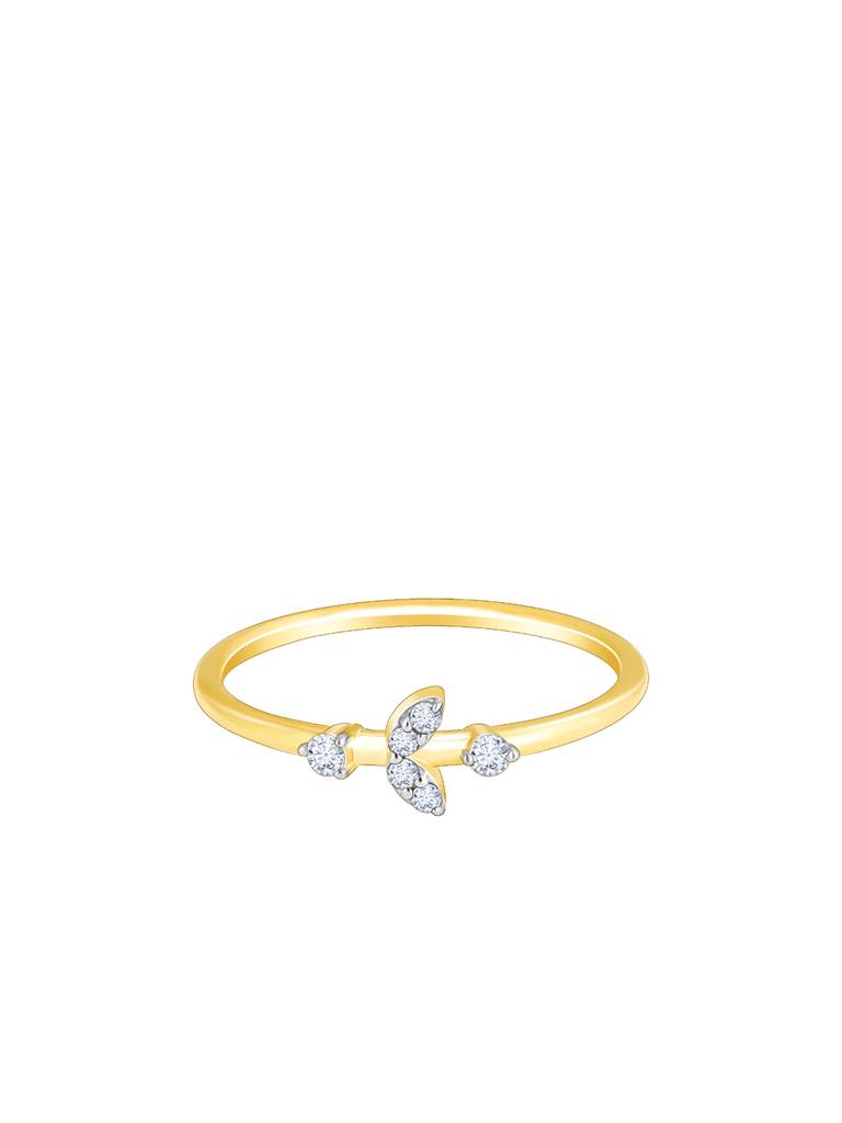 14K Yellow Gold Whimsical Leaves Diamond Ring : GDLR0233