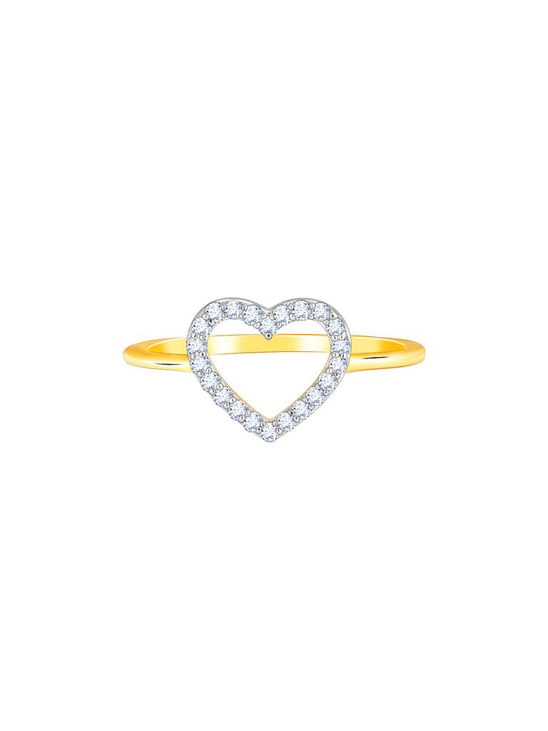 14K Yellow Gold Delicate Heart Diamond Ring : GDLR0238