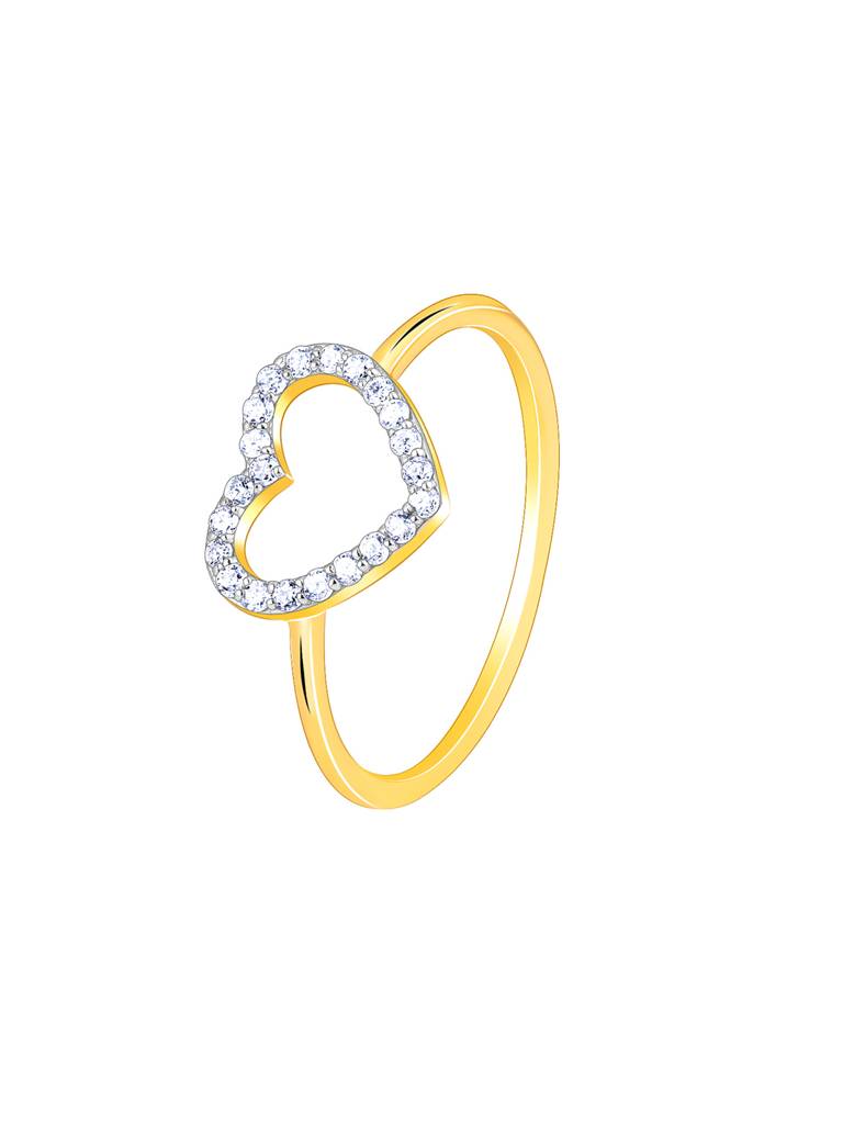 14K Yellow Gold Delicate Heart Diamond Ring : GDLR0238