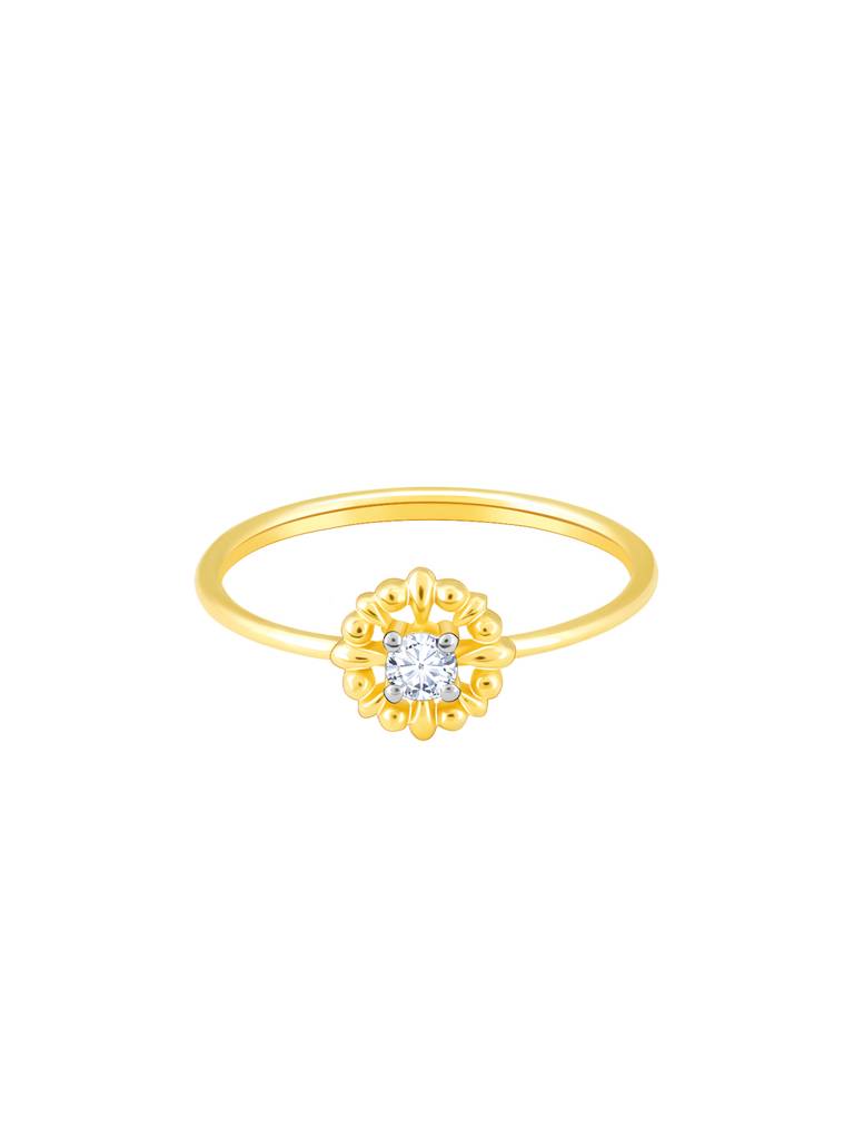14K Yellow Gold Floweret Diamond Ring : GDLR0253