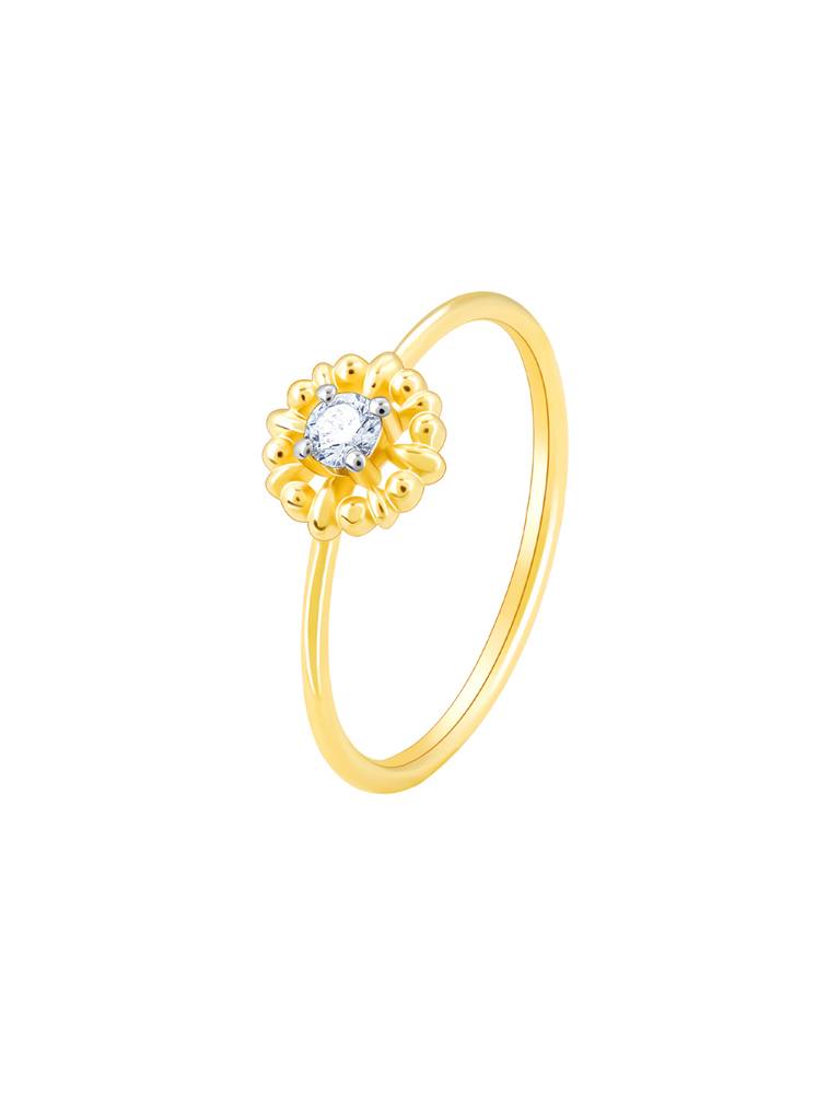 14K Yellow Gold Floweret Diamond Ring : GDLR0253