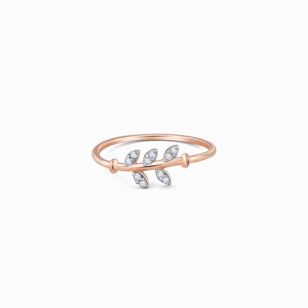 Rose Gold Leafy Love Diamond Ring : GDLR0261
