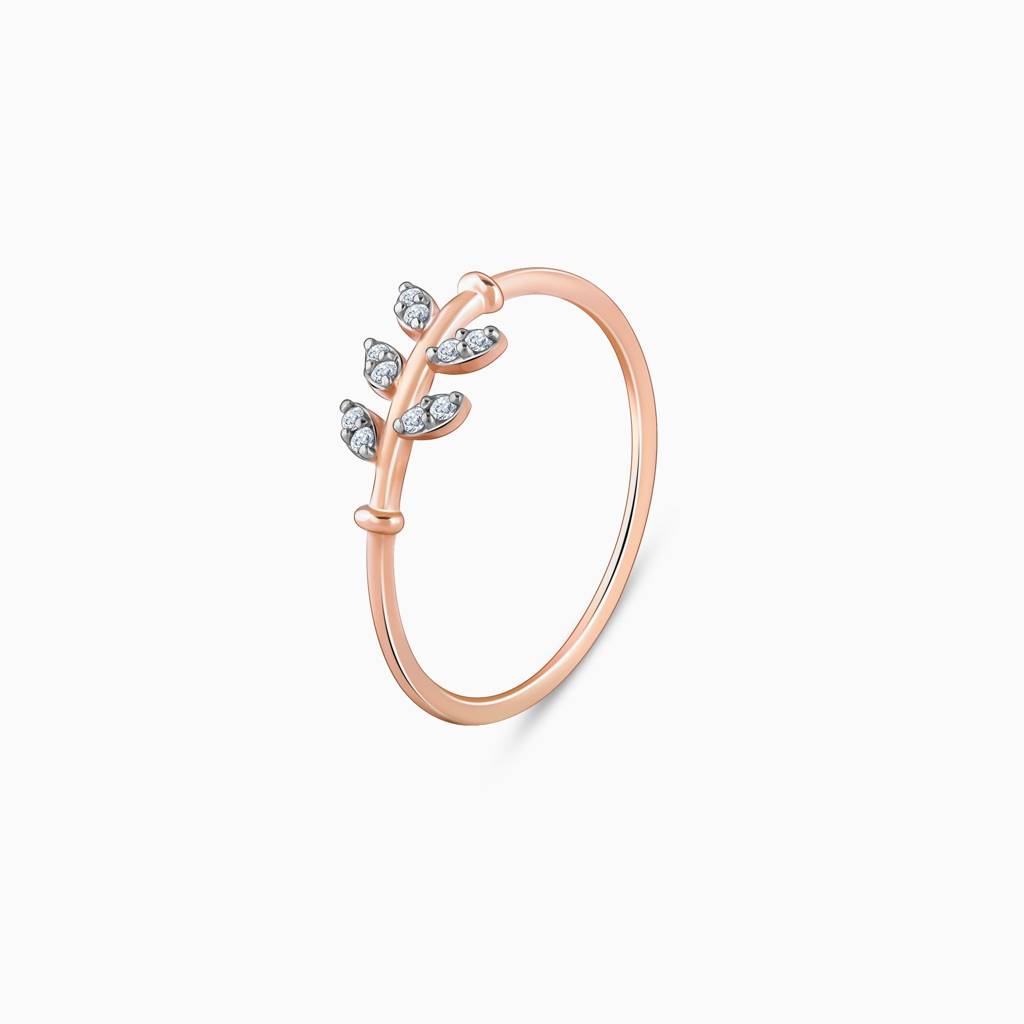 Rose Gold Leafy Love Diamond Ring : GDLR0261