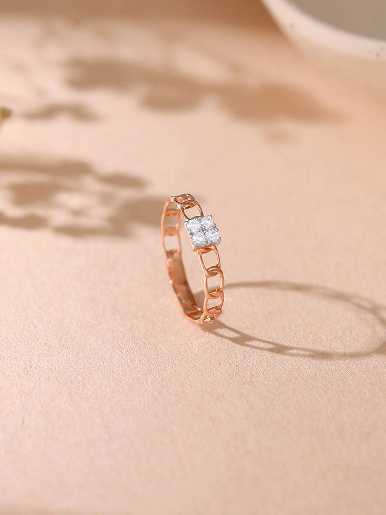 14K Rose Gold Linked Diamond Ring : GDLR0266