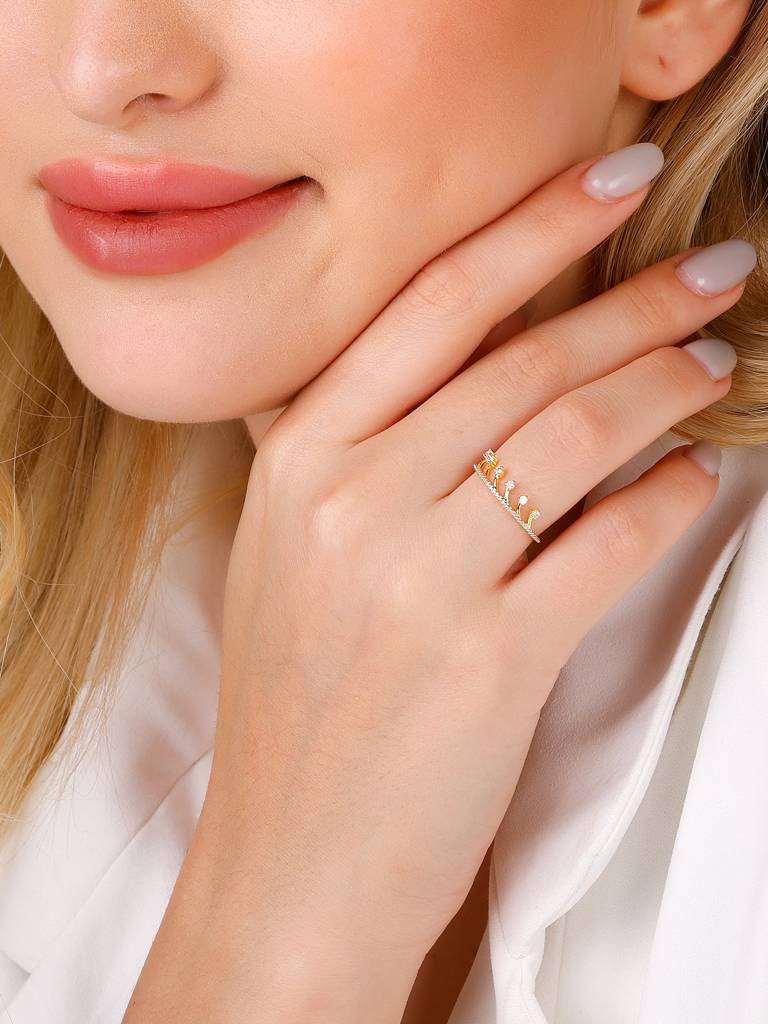 Giva 14K Yellow Gold Girl With A Crown Diamond Ring Indian - 12  Us - 6 Gifts For Women & Girls : GDLR026