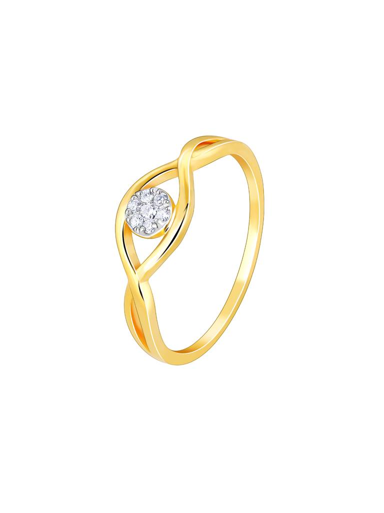 14K Yellow Gold Embraced By Love Diamond Ring : GDLR030