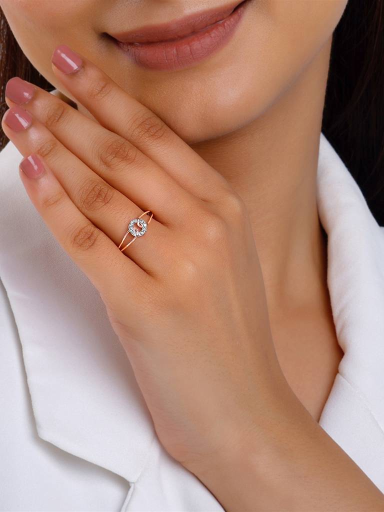 18K Rose Gold Panoramic Diamond Ring : GDLR0347