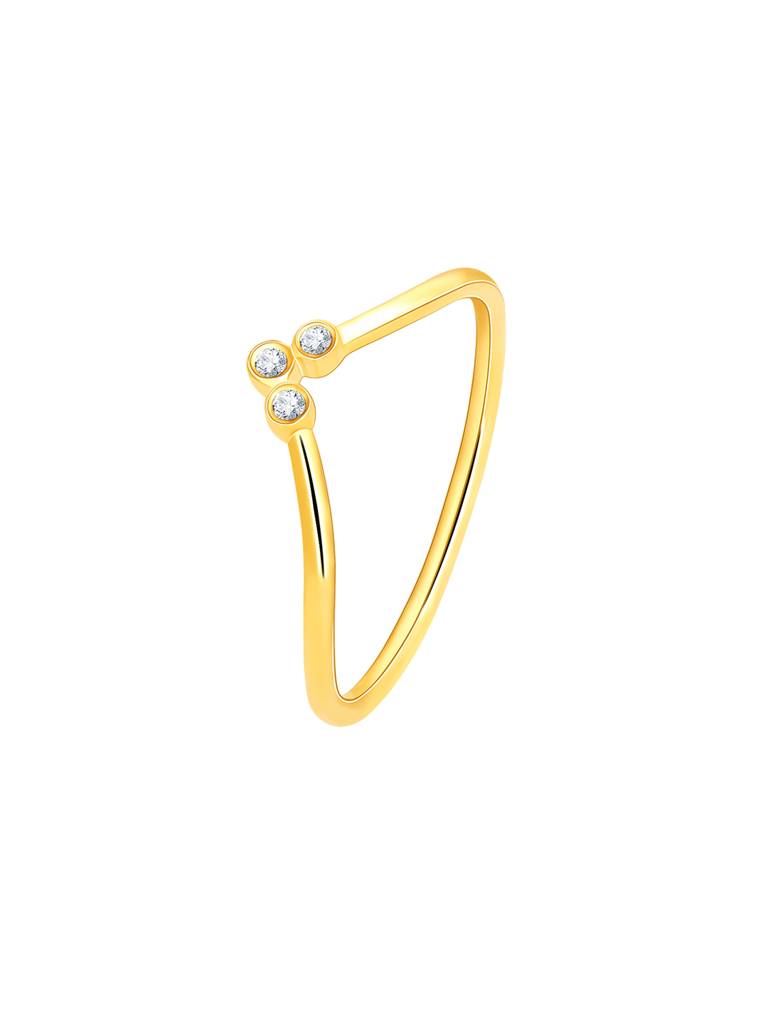 14K Yellow Gold High Peak Diamond Ring : GDLR0350