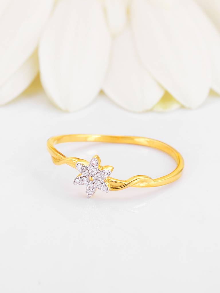 14K Yellow Gold Blooming Jasmine Diamond Ring : GDLR0351