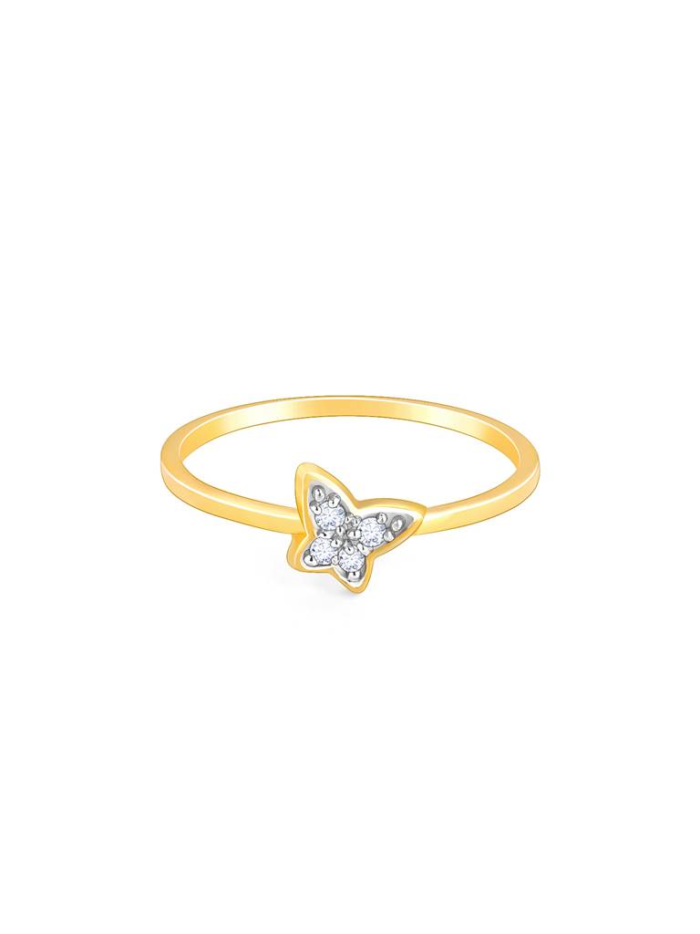 14K Yellow Gold Butterfly Diamond Ring : GDLR0353