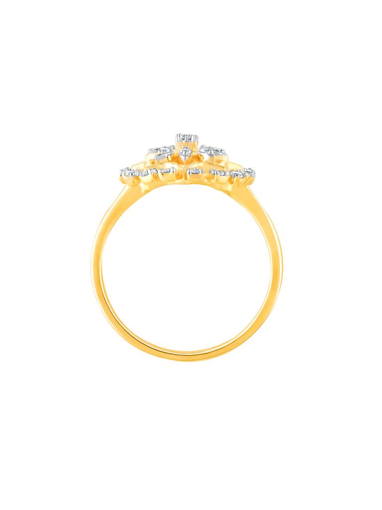 14K Yellow Gold Glamorous Floral Diamond Ring : GDLR0377