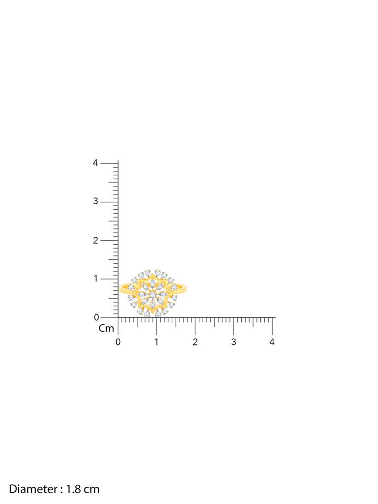 14K Yellow Gold Glamorous Floral Diamond Ring : GDLR0377