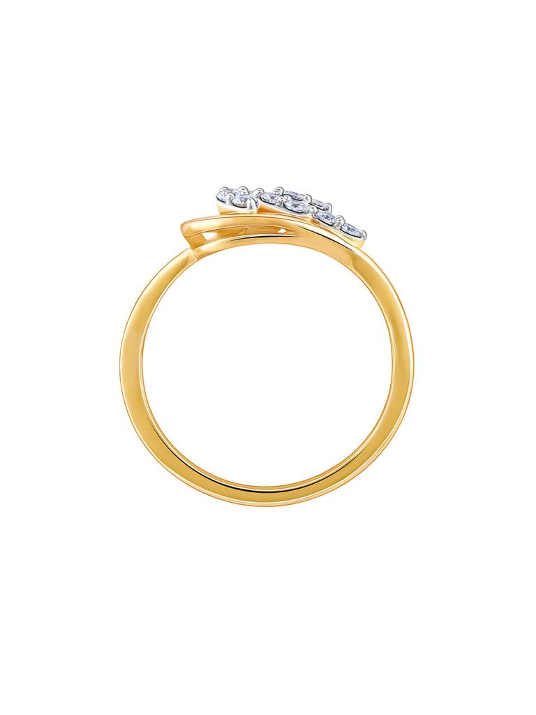 18K Yellow Gold Sparkling Leaf Diamond Ring : GDLR0380