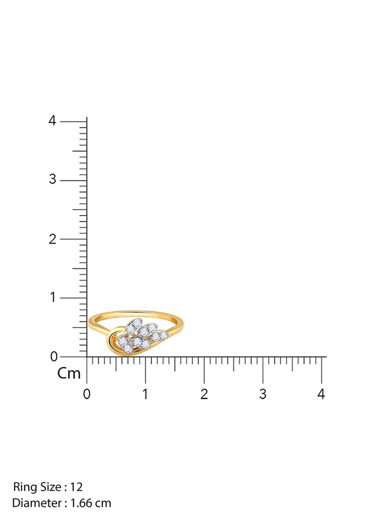 18K Yellow Gold Sparkling Leaf Diamond Ring : GDLR0380