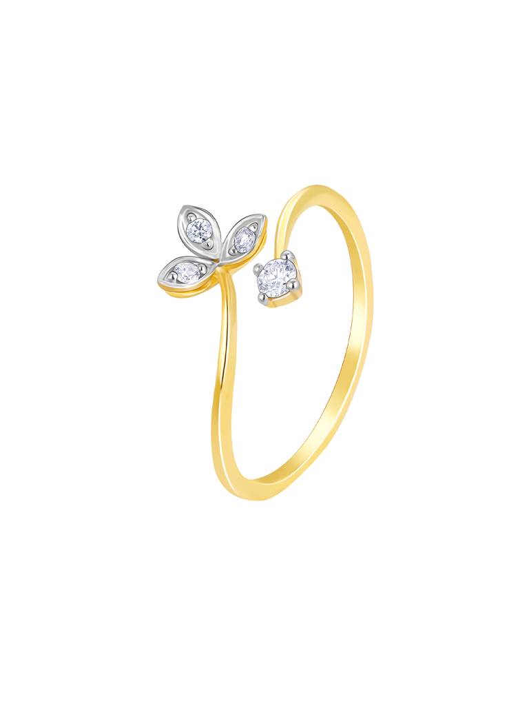 14K Yellow Gold Leaflet Delights Diamond Ring : GDLR0191