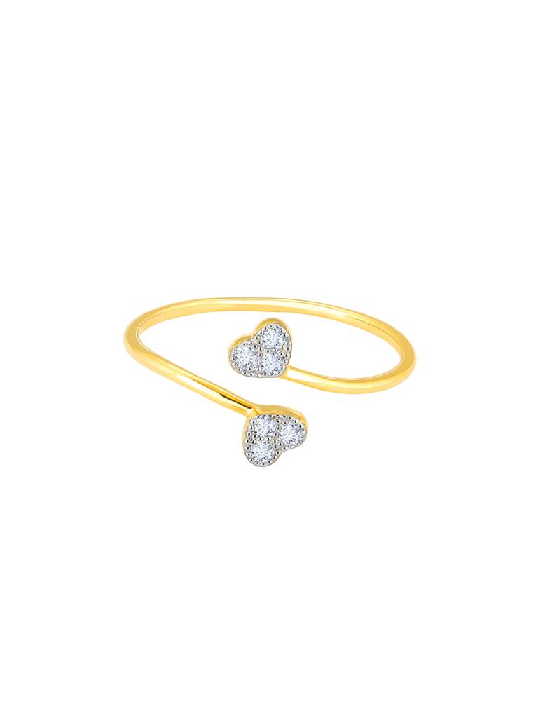 14K Yellow Gold Heartbeat Duo Diamond Ring  Adjustable : GDLR038