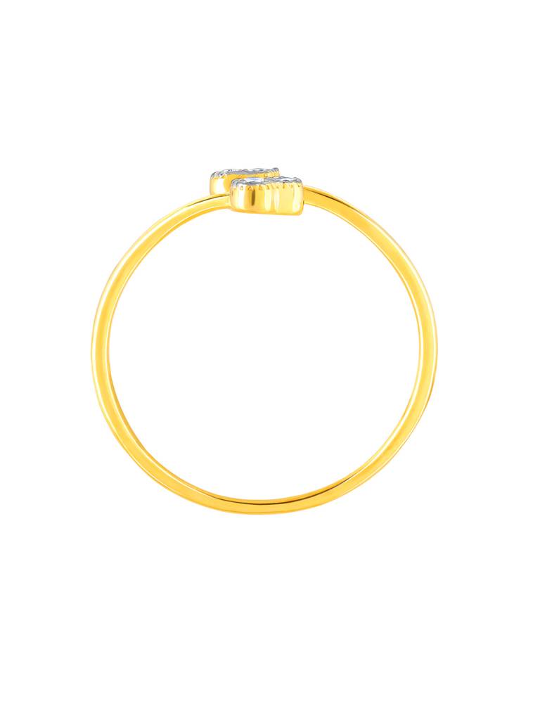 14K Yellow Gold Heartbeat Duo Diamond Ring  Adjustable : GDLR038