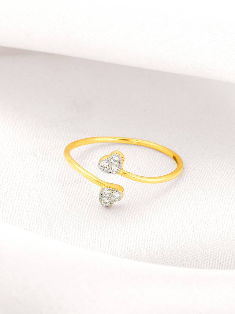 14K Yellow Gold Heartbeat Duo Diamond Ring  Adjustable : GDLR038