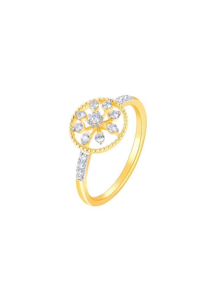14K Yellow Gold Blossoming Flower Diamond Ring : GDLR0402