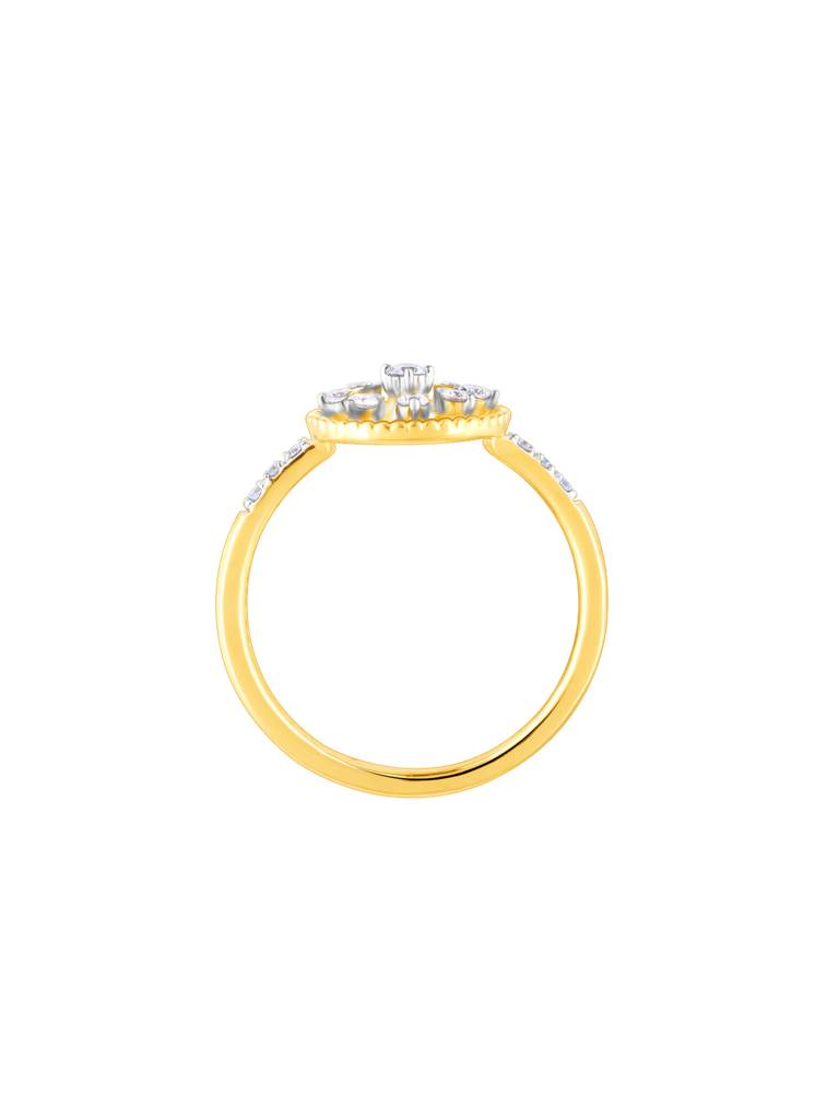 14K Yellow Gold Blossoming Flower Diamond Ring : GDLR0402