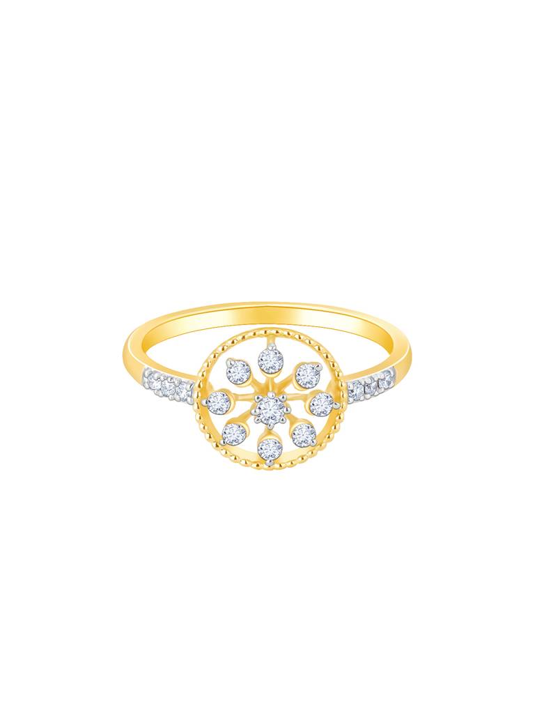 14K Yellow Gold Blossoming Flower Diamond Ring : GDLR0402