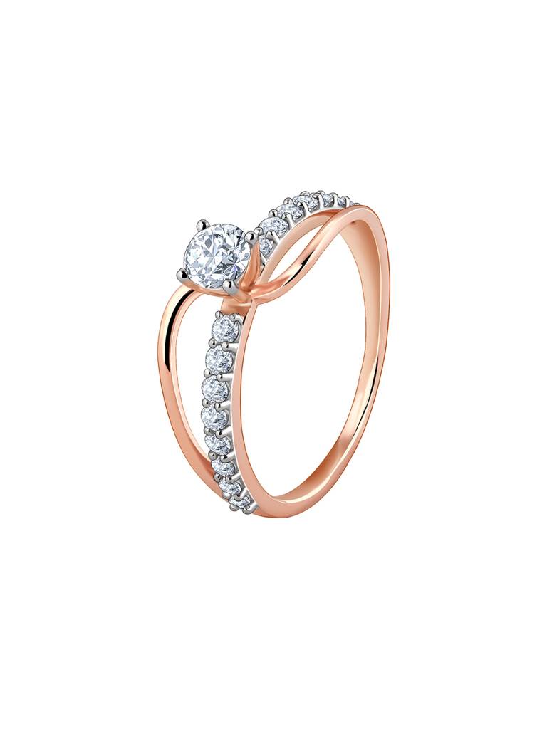 18K Yellow Gold Rose Gold Gratifying Diamond Ring : GDLR0413